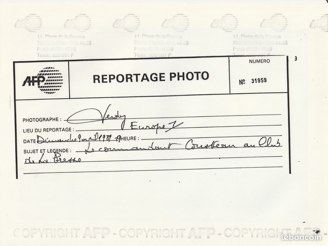 Vraie photo de presse Commandant Jacques-Yves Cousteau 9 avril 1989 (image 4)