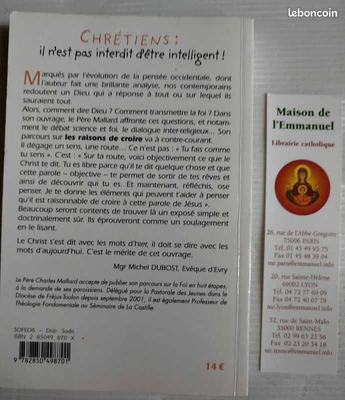 Livre Chrétiens il n’est pas interdit d’être intelligent  - envoi rapide (image 2)
