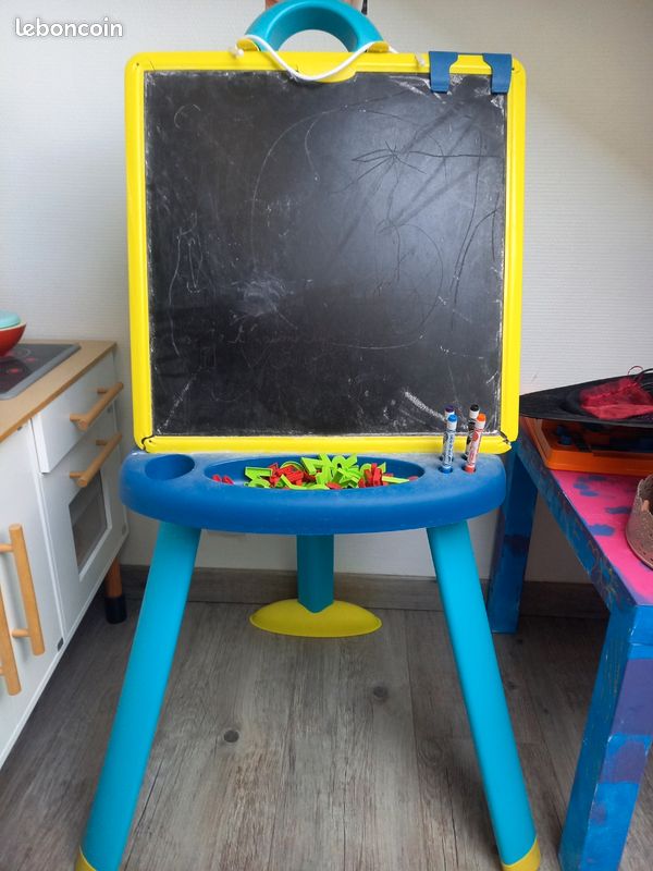 Tableau Enfant Chicos 2 En 1 – Ardoise Craie Et Tableau Blanc Effaçable – Inclus Feutre, 10 Craies, Chiffon – Dès 3 Ans