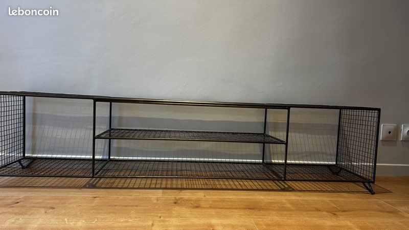Meuble TV style industriel métal et verre (image 1)