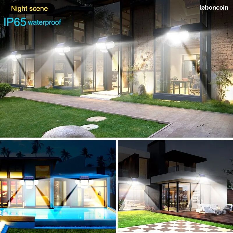 Projecteur de sécurité solaire à 182/112 LED, avec 3 modes d'éclairage, tête réglable (image 6)