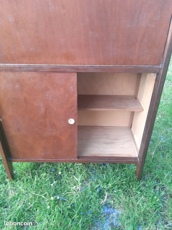 Secrétaire bois design moderniste style scandinave vintage années 50 60 (image 6)