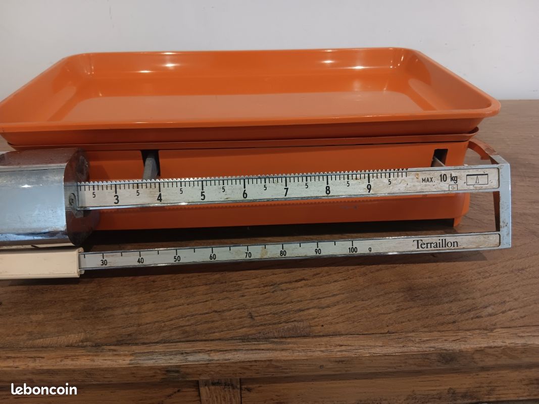 Balance De Cuisine Terraillon 5 Kg – Vintage Années 70 – Bois Et Plastique – Marron – Très Bon état