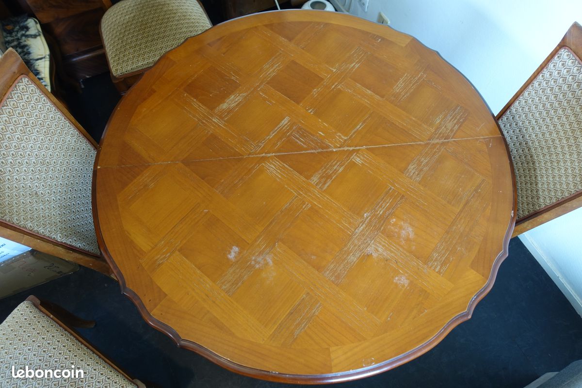 Table ronde en marqueterie avec rallonge (image 3)