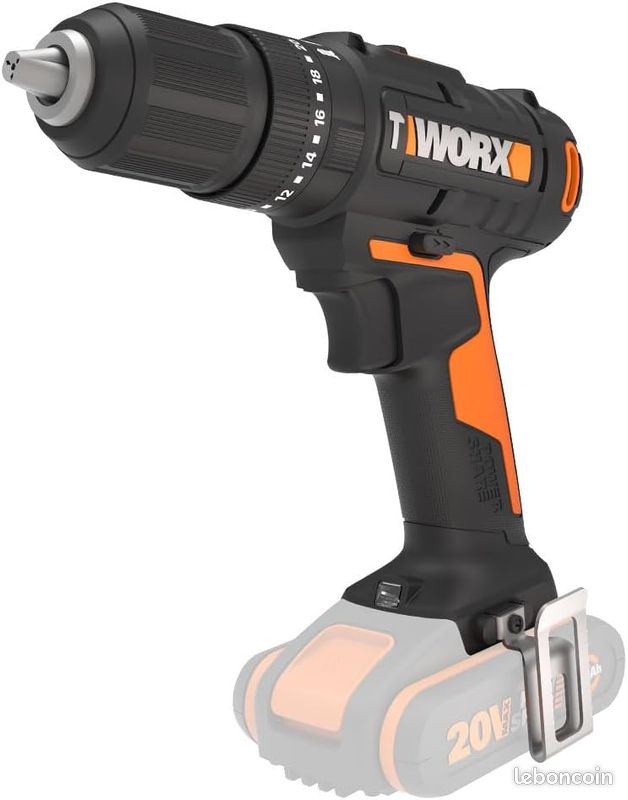 WORX - Perceuse-visseuse à percussion sans fil 20V - 50Nm - ⌀13mm - WX370.9 (Livrée sans batterie ni chargeur, avec double embout) (image 2)