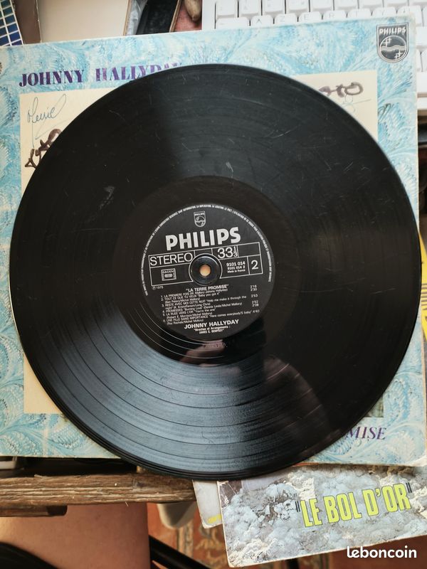 Disque vinyle 33 tours JOHNNY HALLYDAY . TERRE PROMISE (image 3)