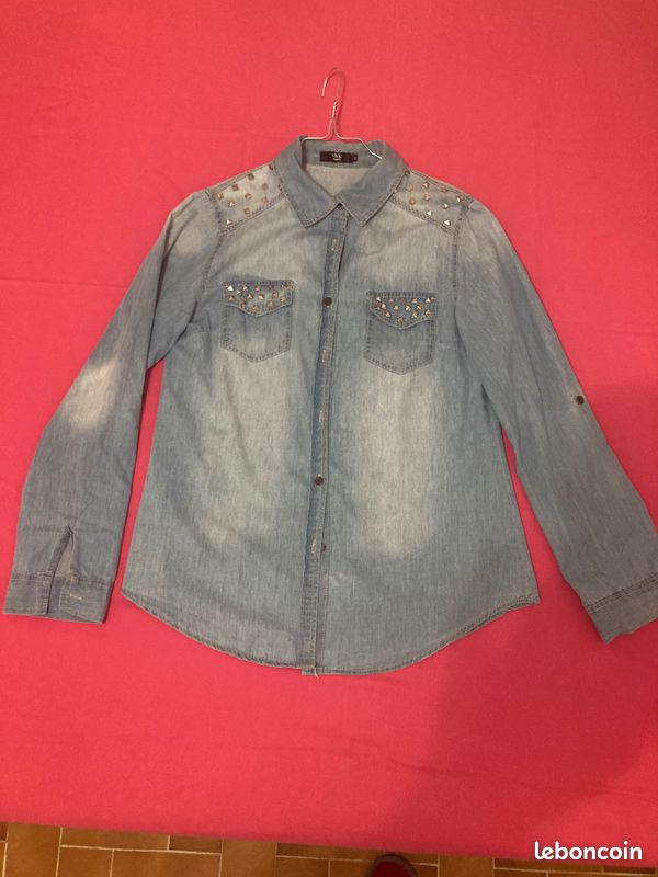 Veste coton style Jean, bleue ciel pour femme Manches longues (image 2)