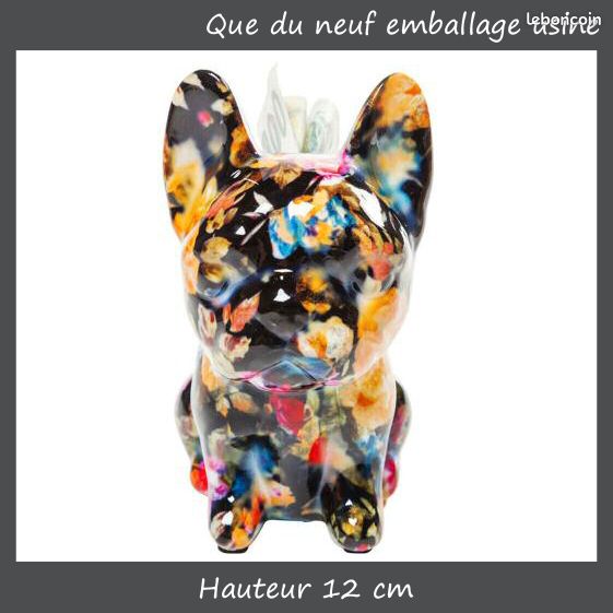 KARE DESIGN chien BULL-DOG flower power FLEURS stylisées MULTICOLORES avec fonction TIRELIRE (image 4)