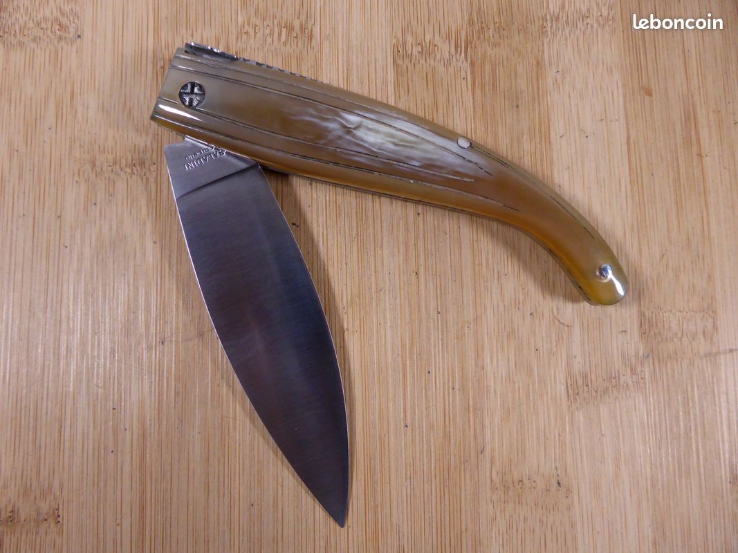 Couteau pliant régional SALADINI SCARPERIA "maremmano a foglia" corne ITALY Jamais SERVI (image 1)