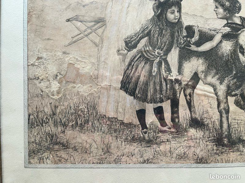 Tableau 1895 dessin signé L. Tarbouriech (image 5)