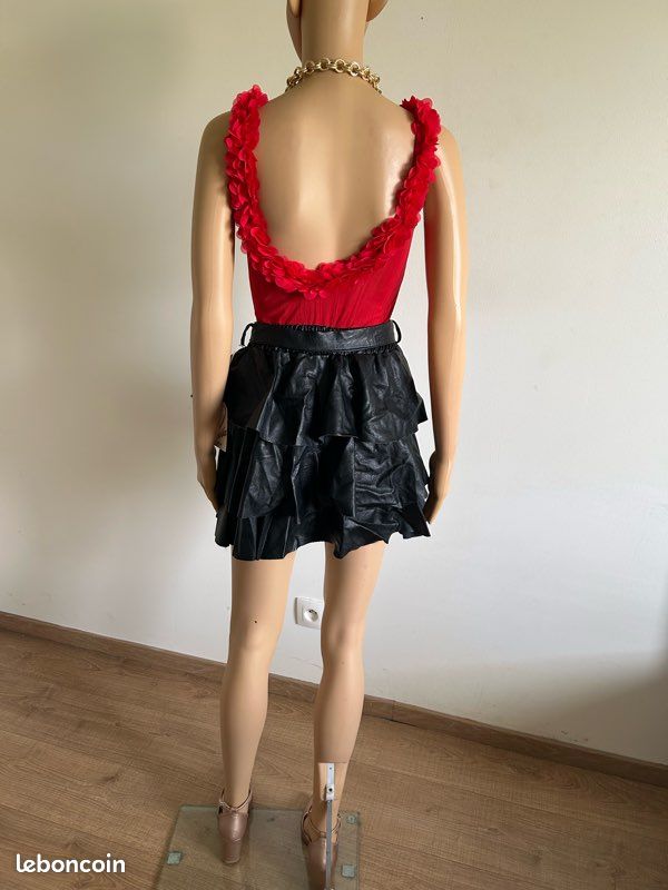 Minijupe Noire Simili Cuir Lovika - Taille Unique - Neuve Avec étiquette - Style Cuir