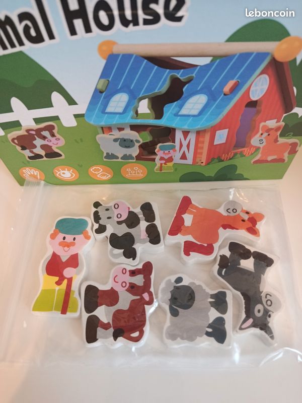 Maison à empiler en bois, 6 figurines, design de ferme, (image 2)