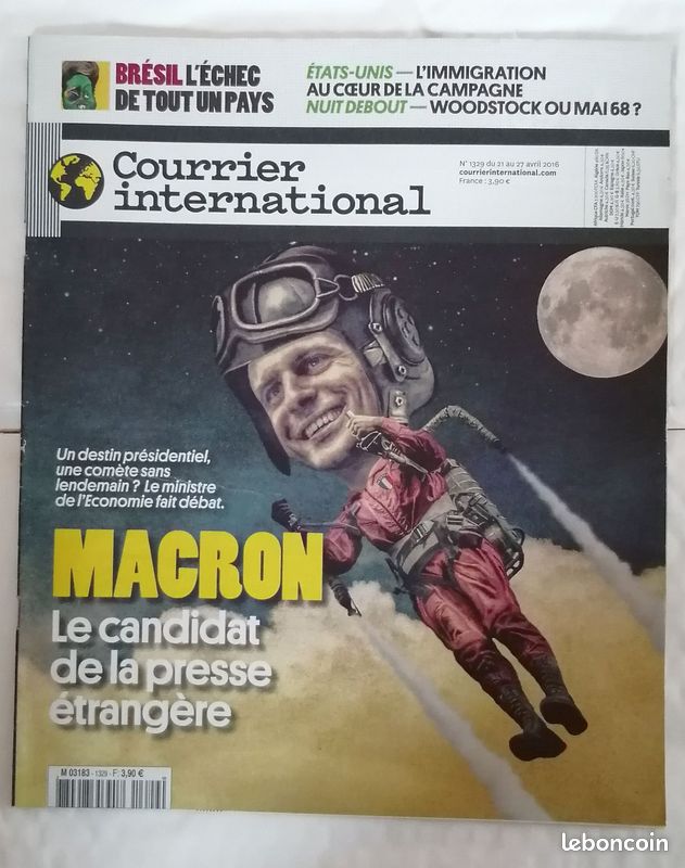 Courrier international n°1329, "Macron le candidat de la presse étrangère" - avril 2016 (image 1)