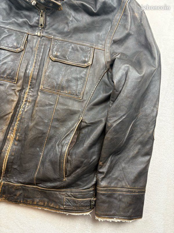 Veste en cuir véritable Wilsons Leather doublée sherpa – Taille L (image 2)