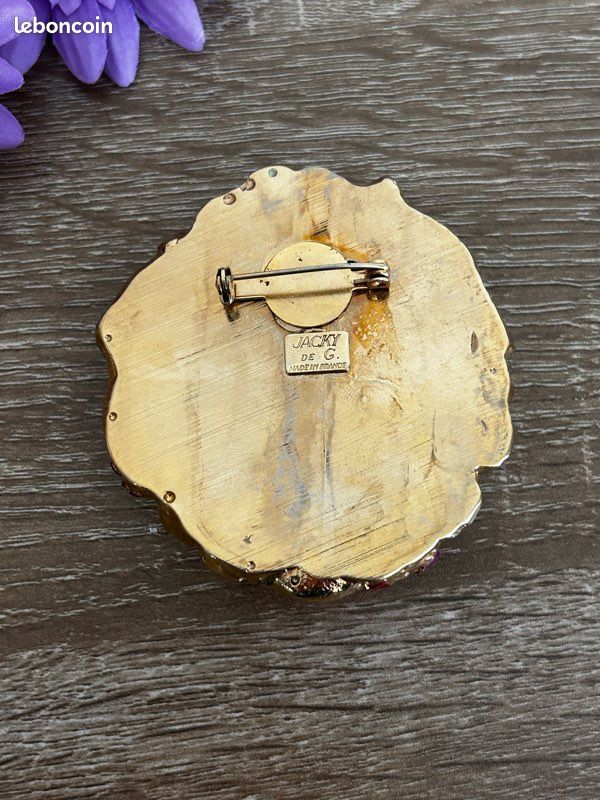 Broche Jacky De G Paris Vintage 80's Forme Soleil 50x50mm
