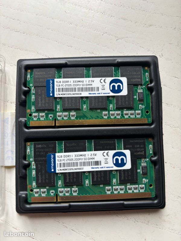 2 GO RAM PC 2700 SO-DIMM (2 x 1go) (image 1)