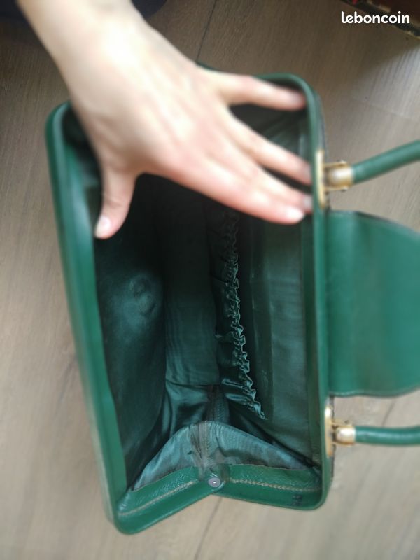 Sac vert en cuir vintage (image 3)