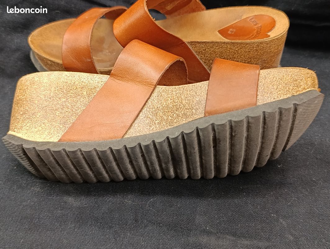 Sandales Compensées La Scarpa En Cuir - Pointure 36 (US 5) - Talon 8 Cm, Noir Et Argenté - Neuves Avec Emballage