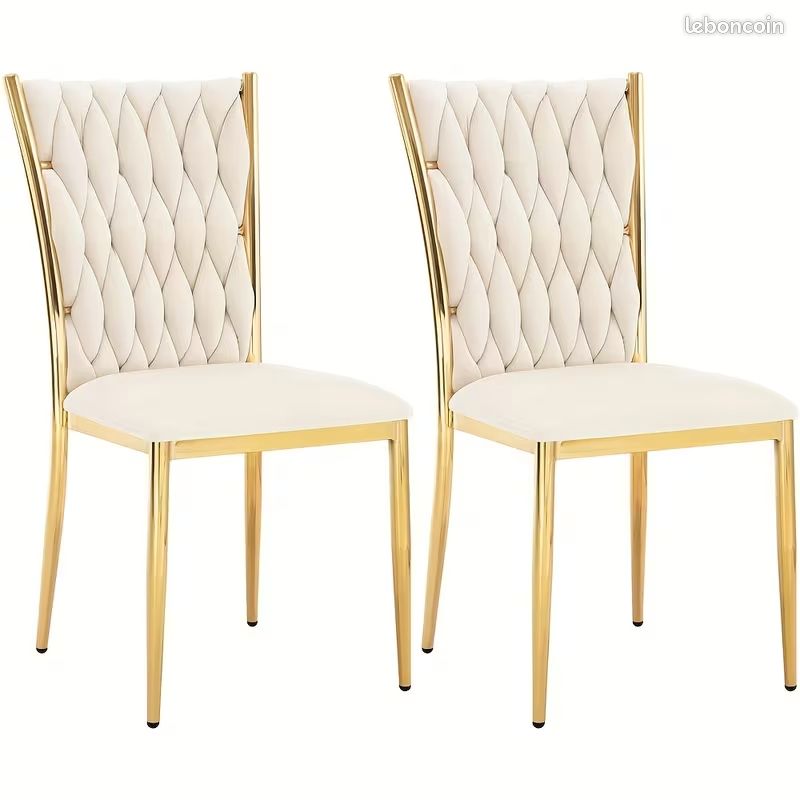 Lot de deux X2 Chaises de salon/ salle à manger en Velours - style moderne, ergonomique couleur doré (image 6)