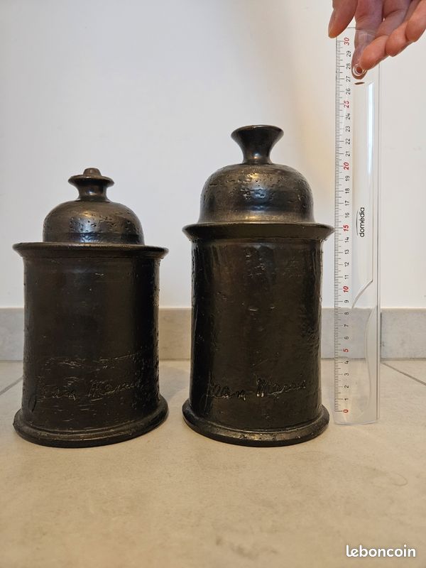 Lot de 2 pots avec couvercles signé Jean Marais - Vallauris (image 6)