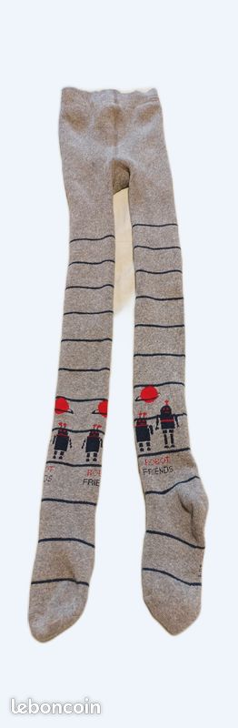 4A collants gris chauds neuf motif robot garçon (image 1)