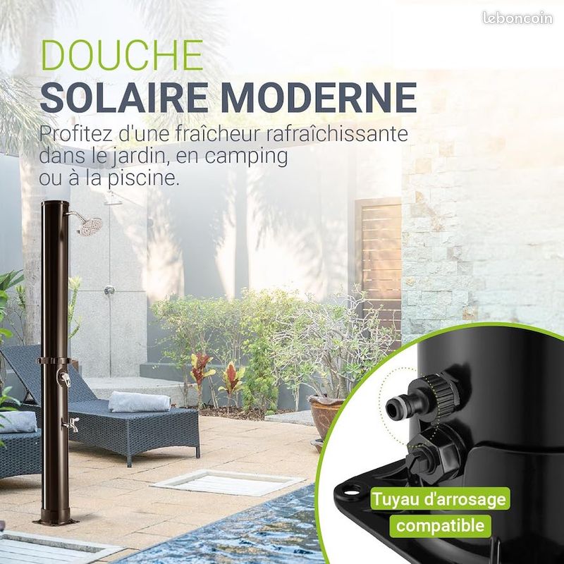Douche Solaire Exterieur 35 litres - 217 cm - Jusqu'à 60 °C - Pommeau de Douche pivotant, Douche de Pied et raccord pour Tuyau d'arrosage - Neuve - Livraison gratuite ⭐ ⭐ ⭐ (image 2)