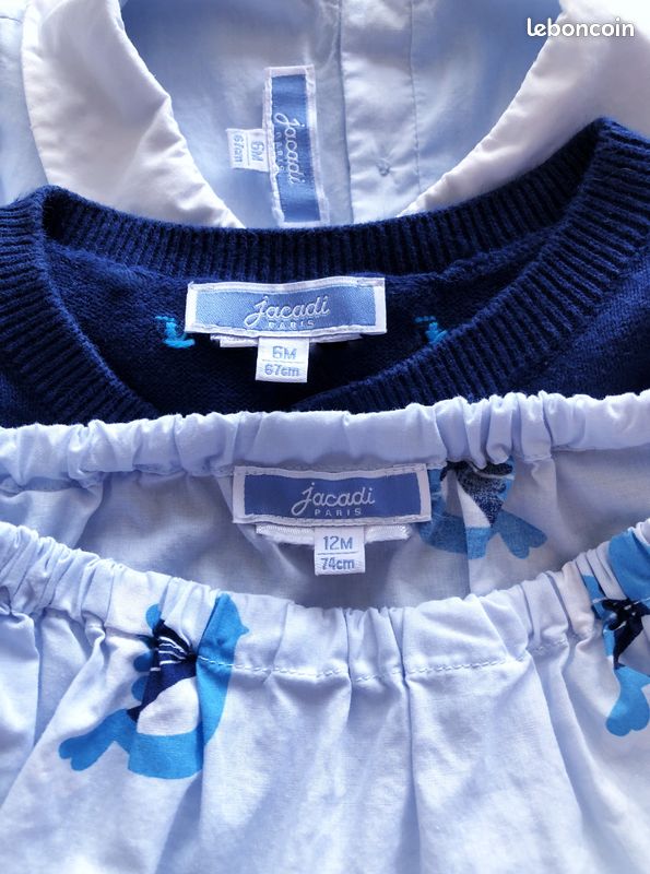 Jacadi - ensemble 3p bébé fille - robe, culotte & gilet motif tourterelles 6m (image 14)