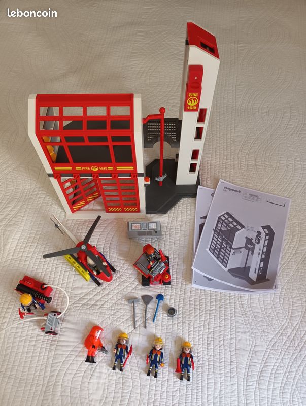 Lot Playmobil Caserne De Pompiers City Action 5361 – Figurines + Boîte + Notice