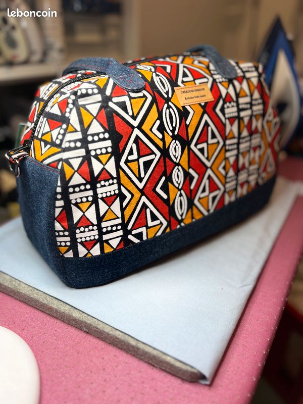 Sac Boston tissus wax. Produit artisanal (image 6)