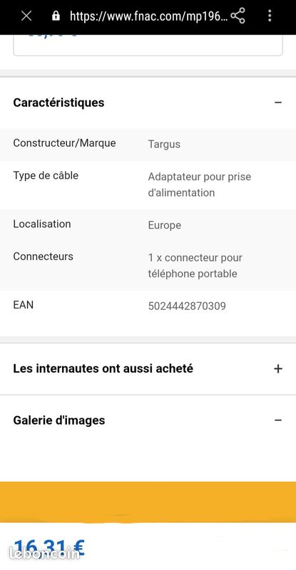 Sony Ericsson: Adaptateur pour prise d'alimentation (image 3)