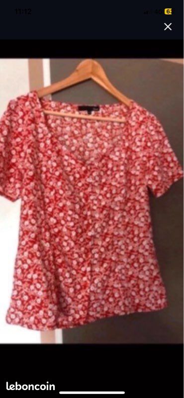 Blouse imprimée fleurs rouge femme T :42 ETAM (image 4)