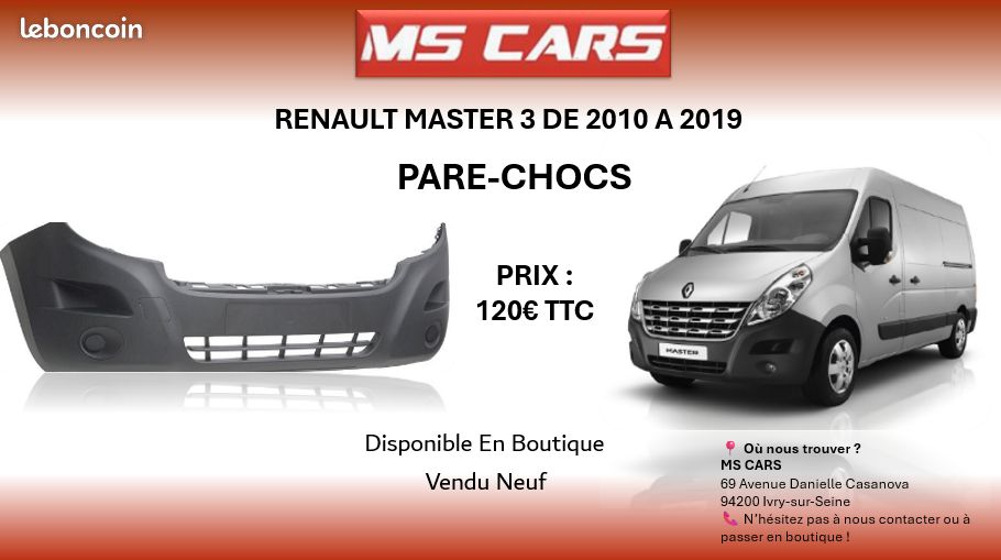 Pare choc avant renault master 3 2010 a 2019 (image 1)