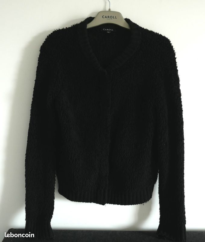 Cardigan moumoute noir Caroll en taille 36 en bon état (image 1)
