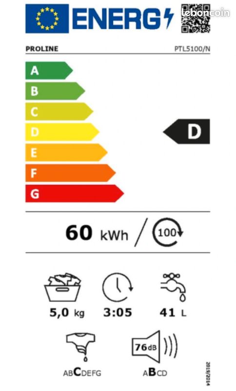 Lave-linge top PROLINE PTL5100/N (image 2)