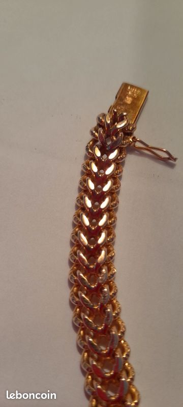 Bracelet GL maille américaine plaque or (image 2)