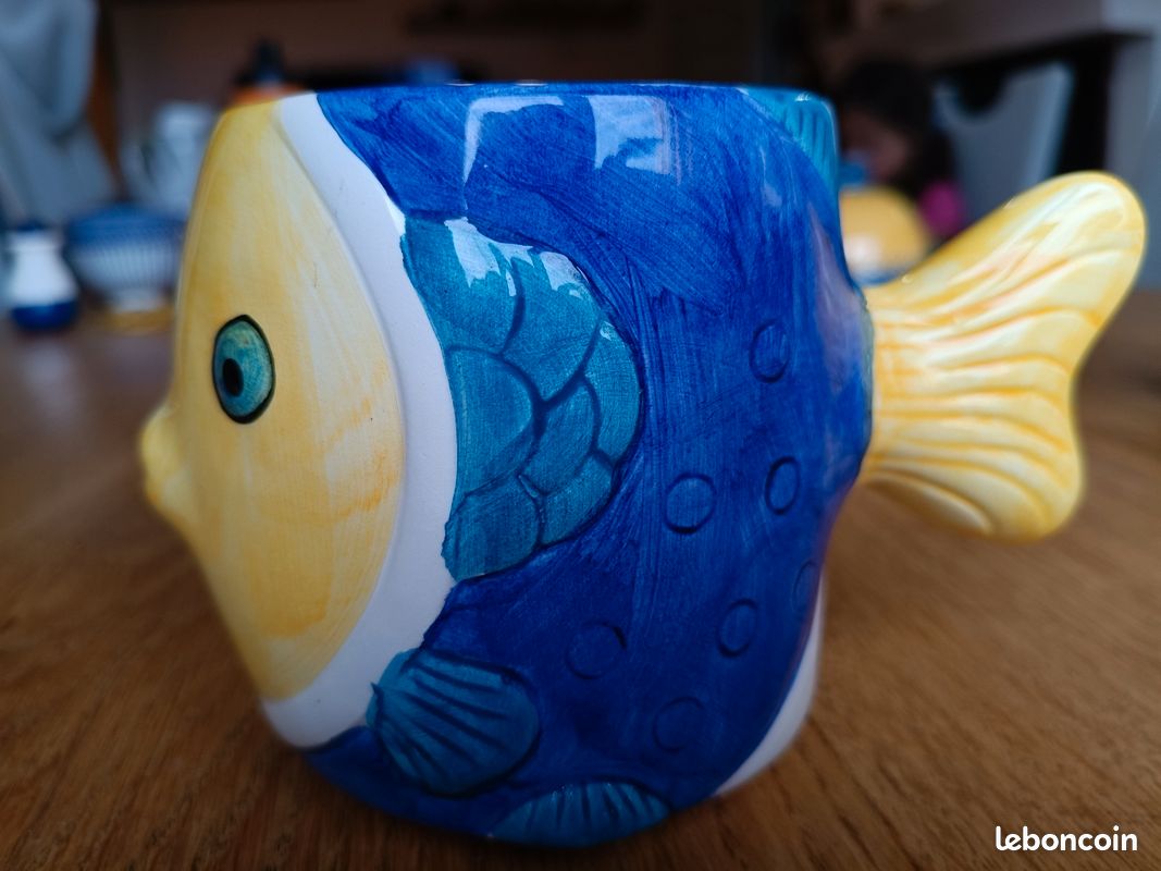 Ensemble Petit-Déjeuner Poisson Céramique Artisanale – 5 Pièces (image 5)