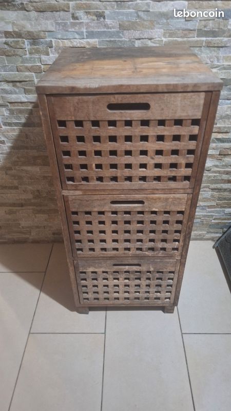 Meuble salle de bain armoire rangement bois Massif sdb Prix Ferme 95490 (image 4)