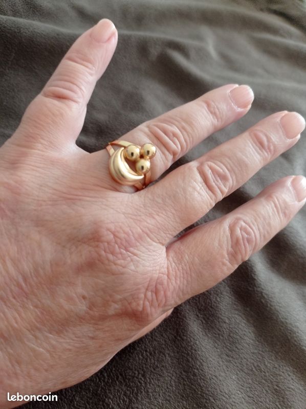 Bague En Plaqué Or Jaune - Taille 64 - Avec Poinçon - Bijou Occasion