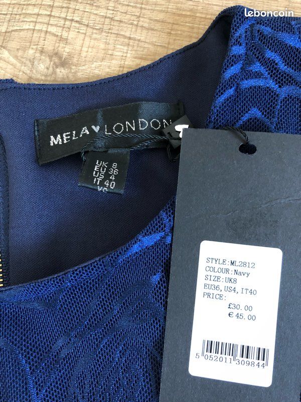 Robe Femme Mela London – Taille 8 (FR), Noir, Style A-Line, Occasion Très Bon état