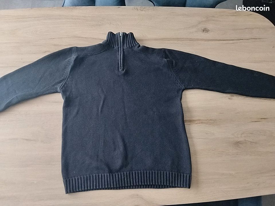 Pull zippé ID'EST Timothey noir - Taille XL - 100% Coton (image 1)