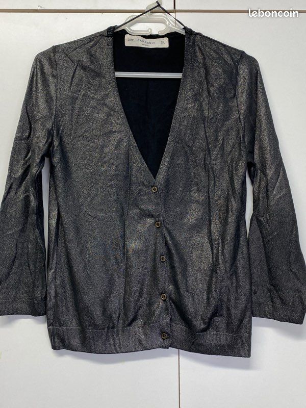 Cardigan gilet Zara métallisé L (image 1)