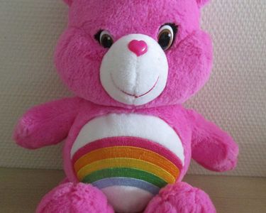 Ancienne Peluche Bisounours orange coeur Grosbisous CARE BEARS 1983