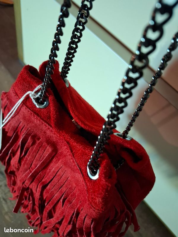 Sac bourse à bandoulière en daim rouge Accessoires Bagagerie