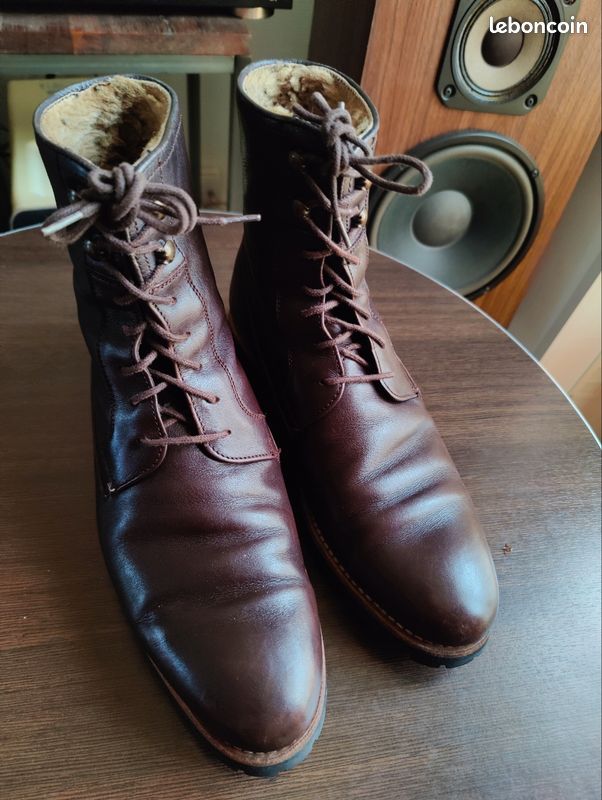 Boots cuir fourrés Finsbury, semelles cousues Vibram, homme taille