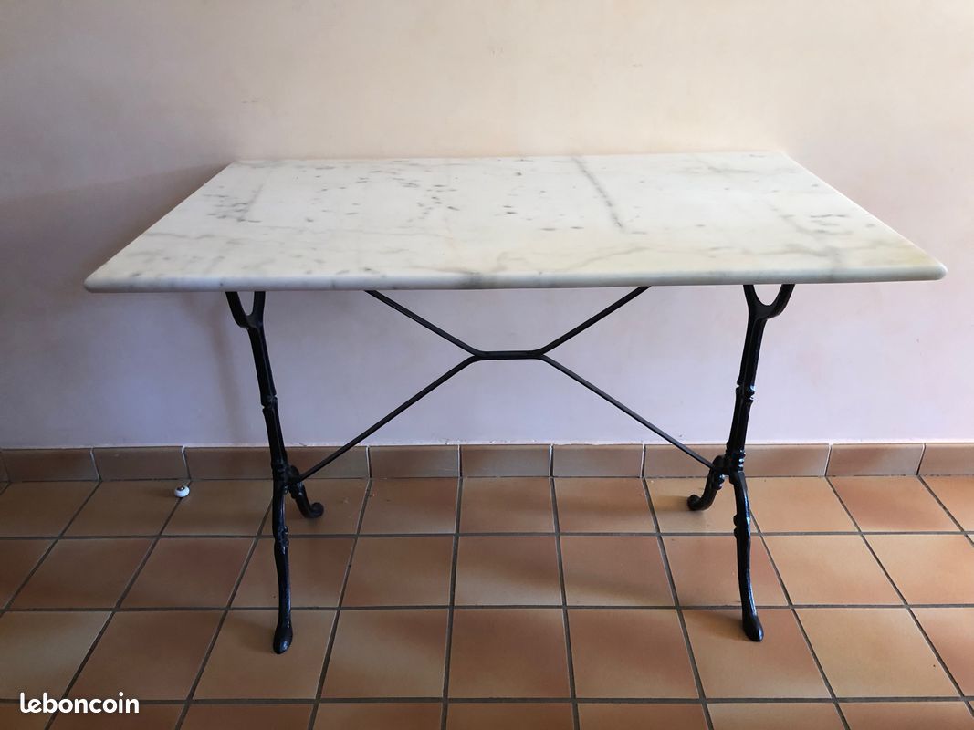 Table bistrot fonte et marbre parfait état (image 1)