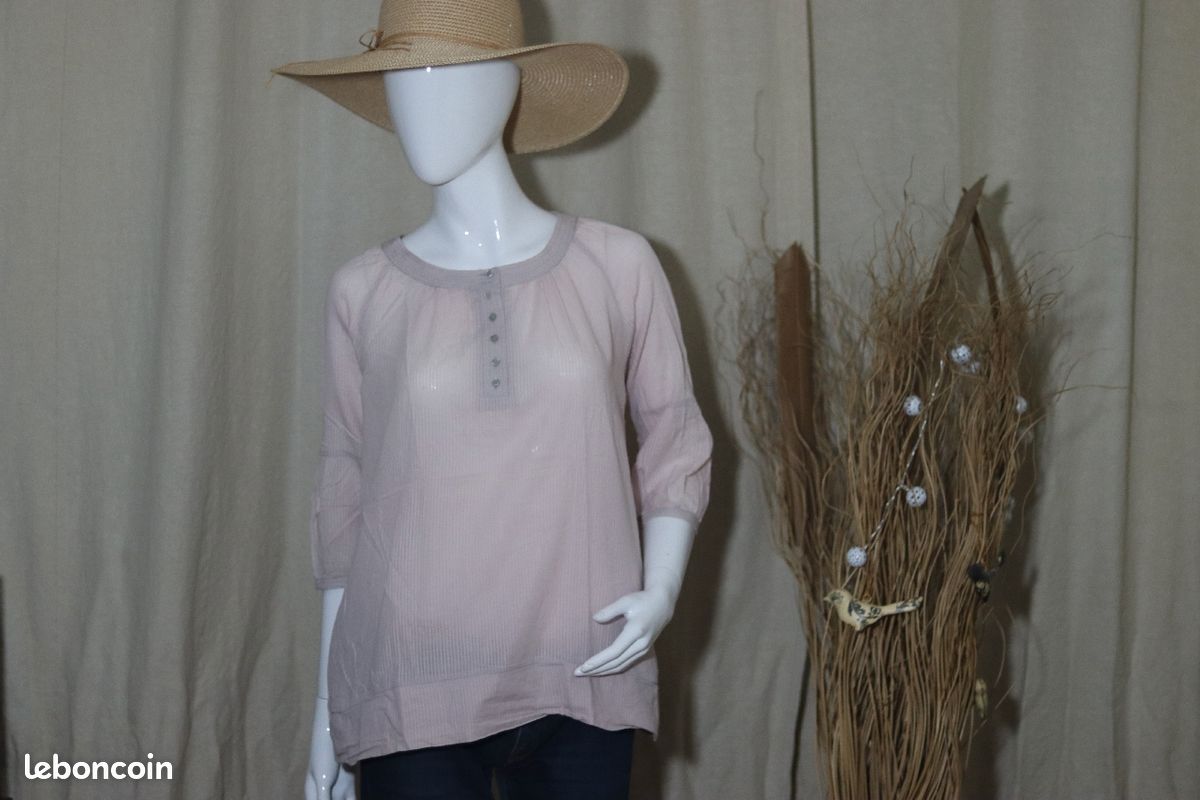 Blouse bouffante rose gris (image 1)