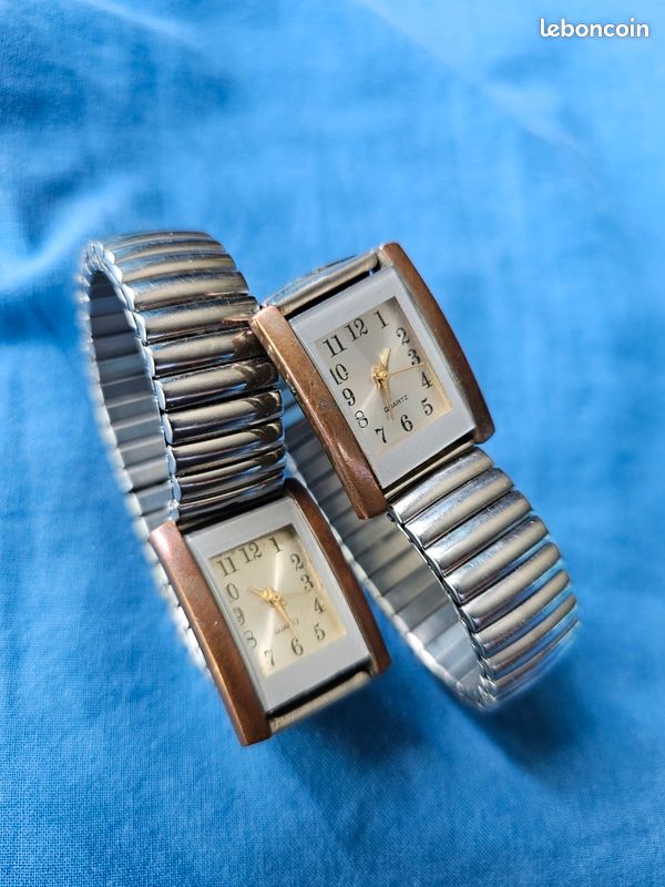 Montre Femme Damart Vintage - Boîtier Acier, Cadran Doré, Bracelet Deux Pièces Doré - Occasion