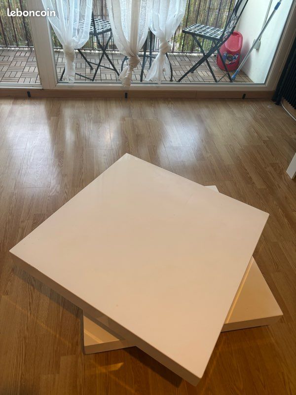 Table basse pivotante blanc laqué (image 2)
