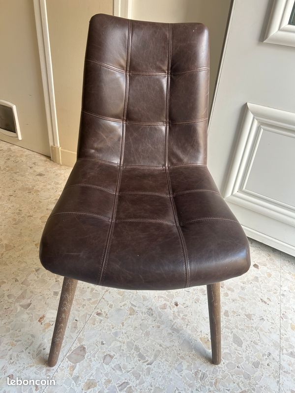 4 chaises en cuir et bois (image 1)