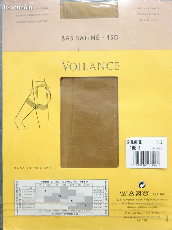 Bas nylon vintage voile fin satiné 15D "Voilance" Taille 2 ou L/40 (image 5)